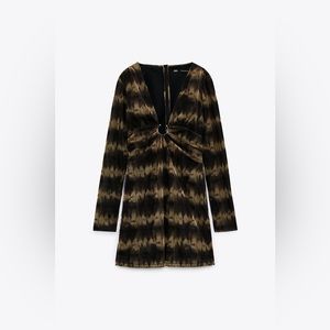 NWT Zara Printed Tulle Dress in Black Tie Dye